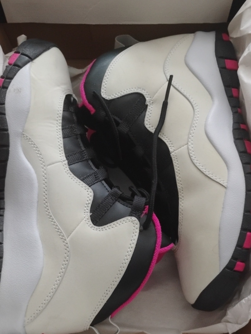 Girls's White and Black Athletic Sneakers with Pink Accents